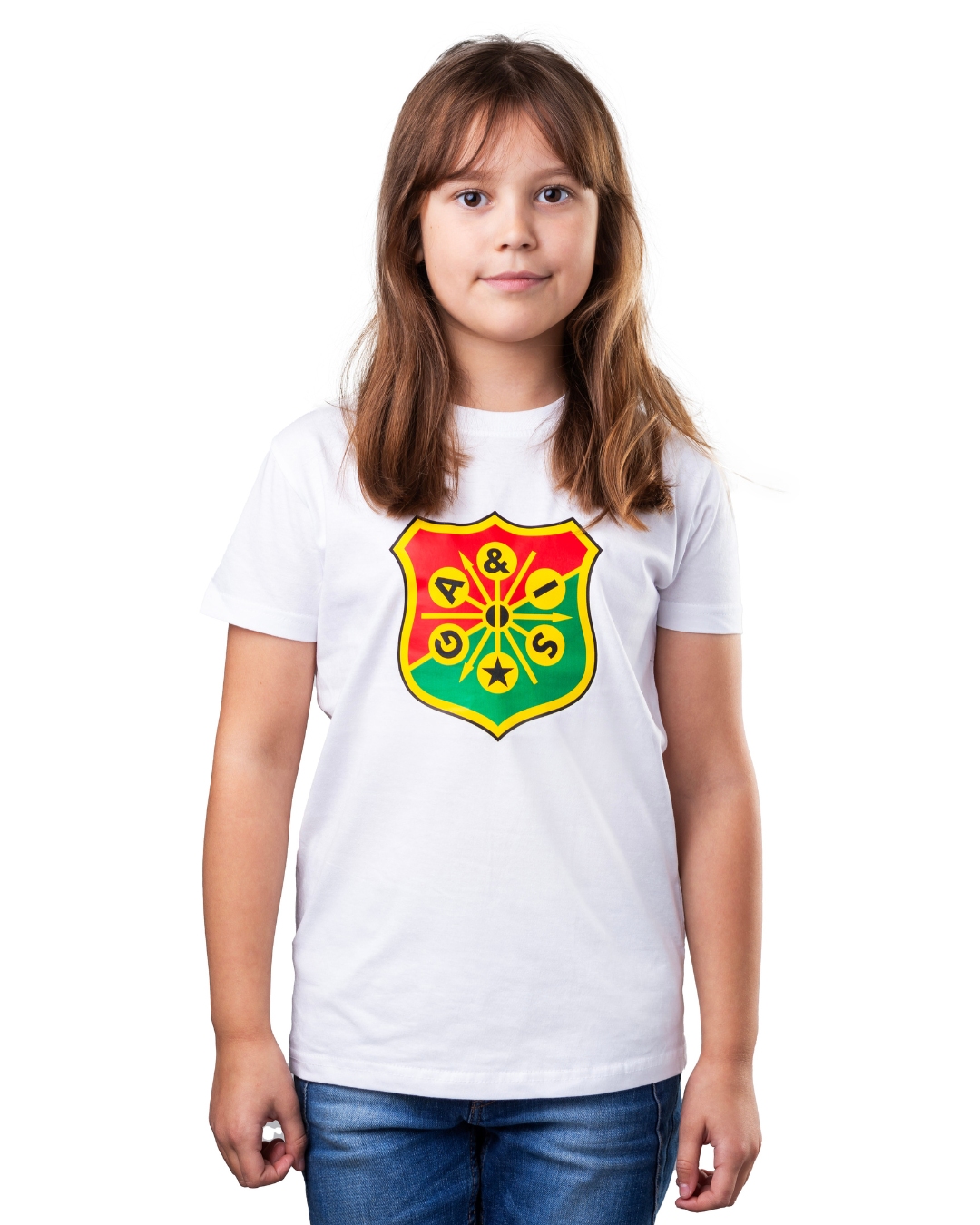 T-shirt-Junior-GAIS-Klubbemblem-Vit-model